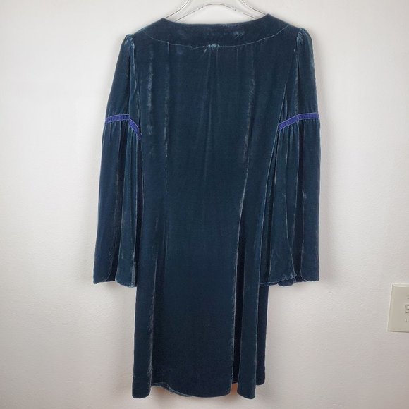 Eloise velvet robe anthropologie rare mineral blue luxury S M retro 90's - Picture 5 of 8